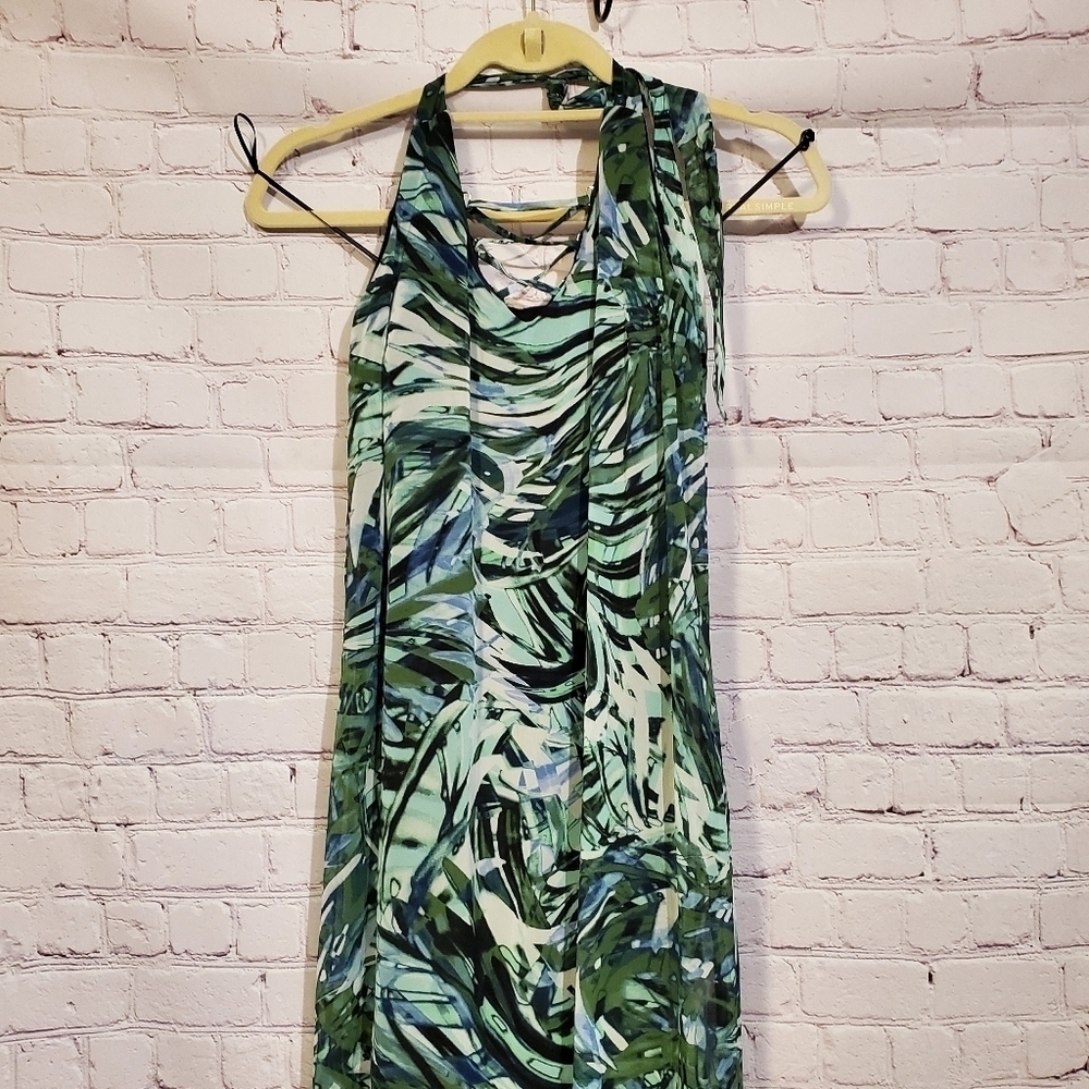 NWT! JENNIFER LOPEZ  SEXY HALTER MAXI DRESS GREEN PALM